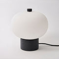 Opal Glass Pebble Wood Base Table Lamp