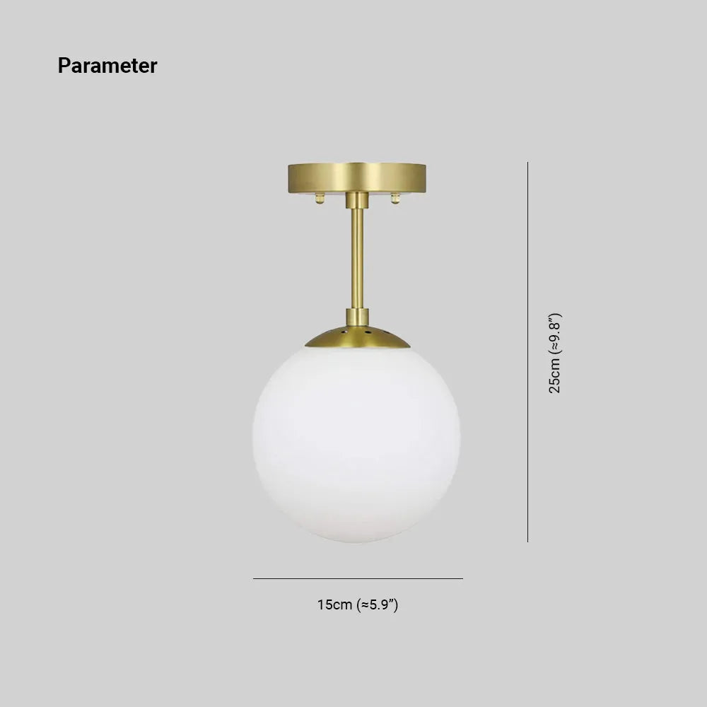 Marvella: Modern LED Ceiling Light with Glass Sphere & Gold Accent – for Bedroom & Living Room