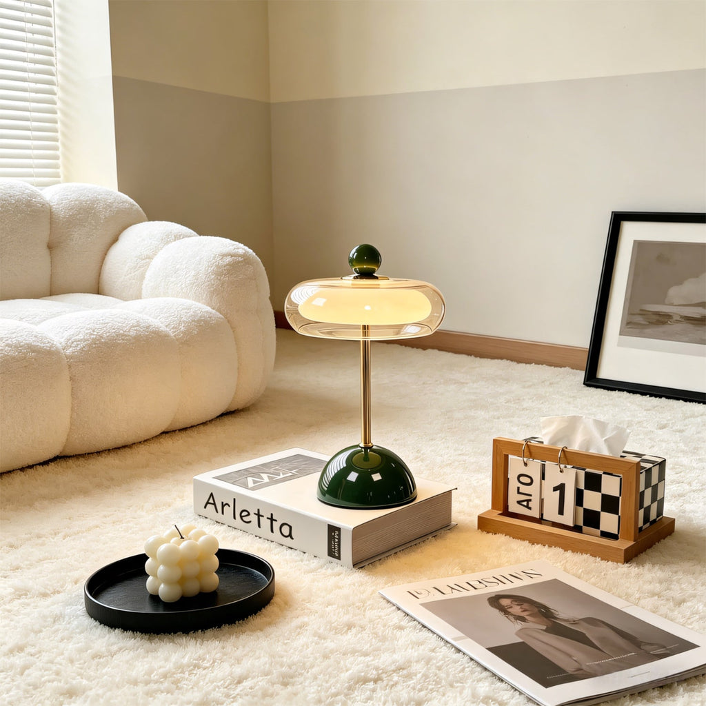 Layered Glass Dome Cordless Table Lamp