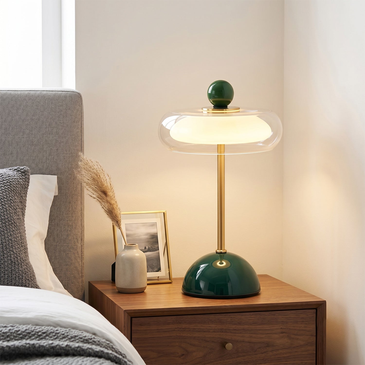 Layered Glass Dome Cordless Table Lamp