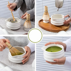 Shioren – White Matcha Tea Set 5 Pieces with Ceramic Bowl 460ml and Bamboo Whisk