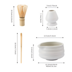 Shioren – White Matcha Tea Set 5 Pieces with Ceramic Bowl 460ml and Bamboo Whisk