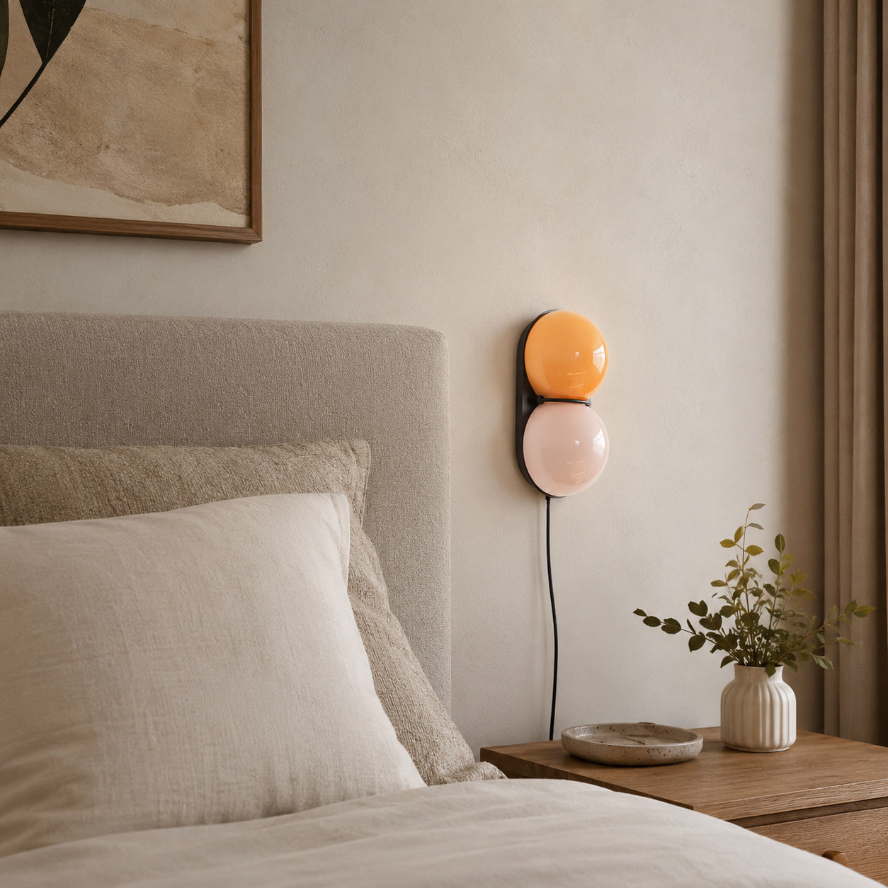 Twin Glass Sphere Plug-In Wall Sconce