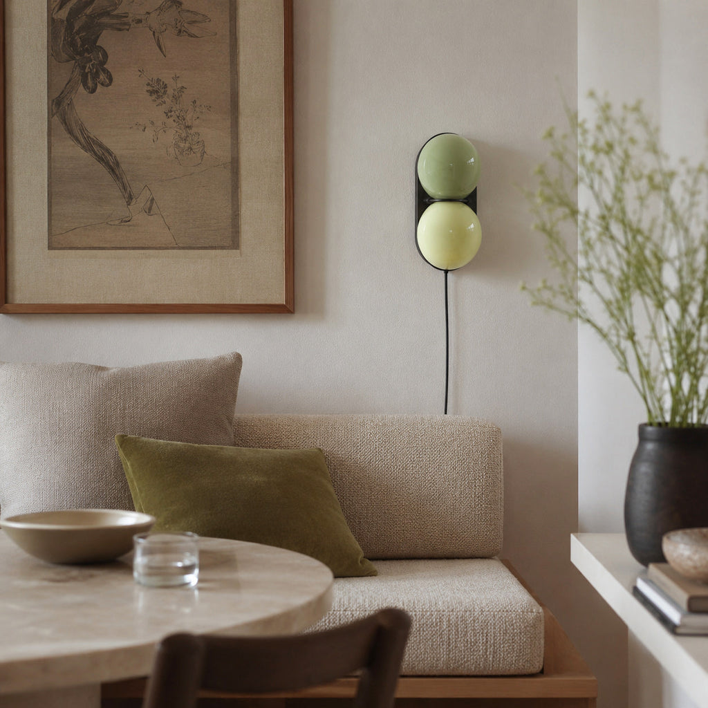 Twin Glass Sphere Plug-In Wall Sconce