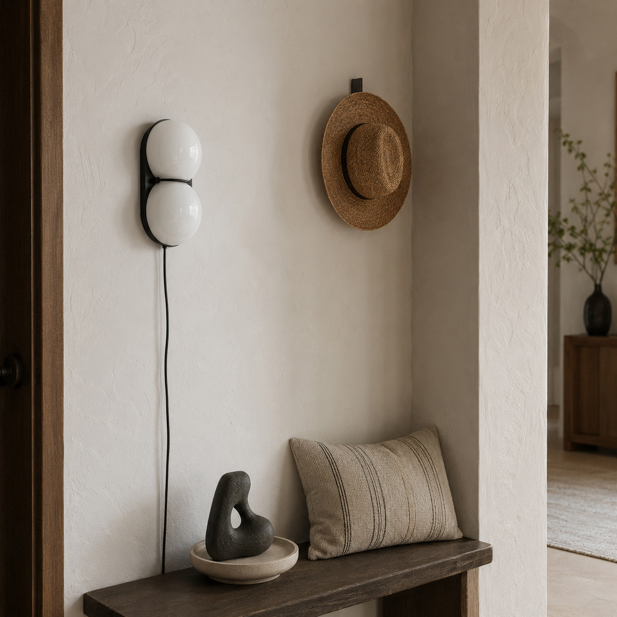 Twin Glass Sphere Plug-In Wall Sconce