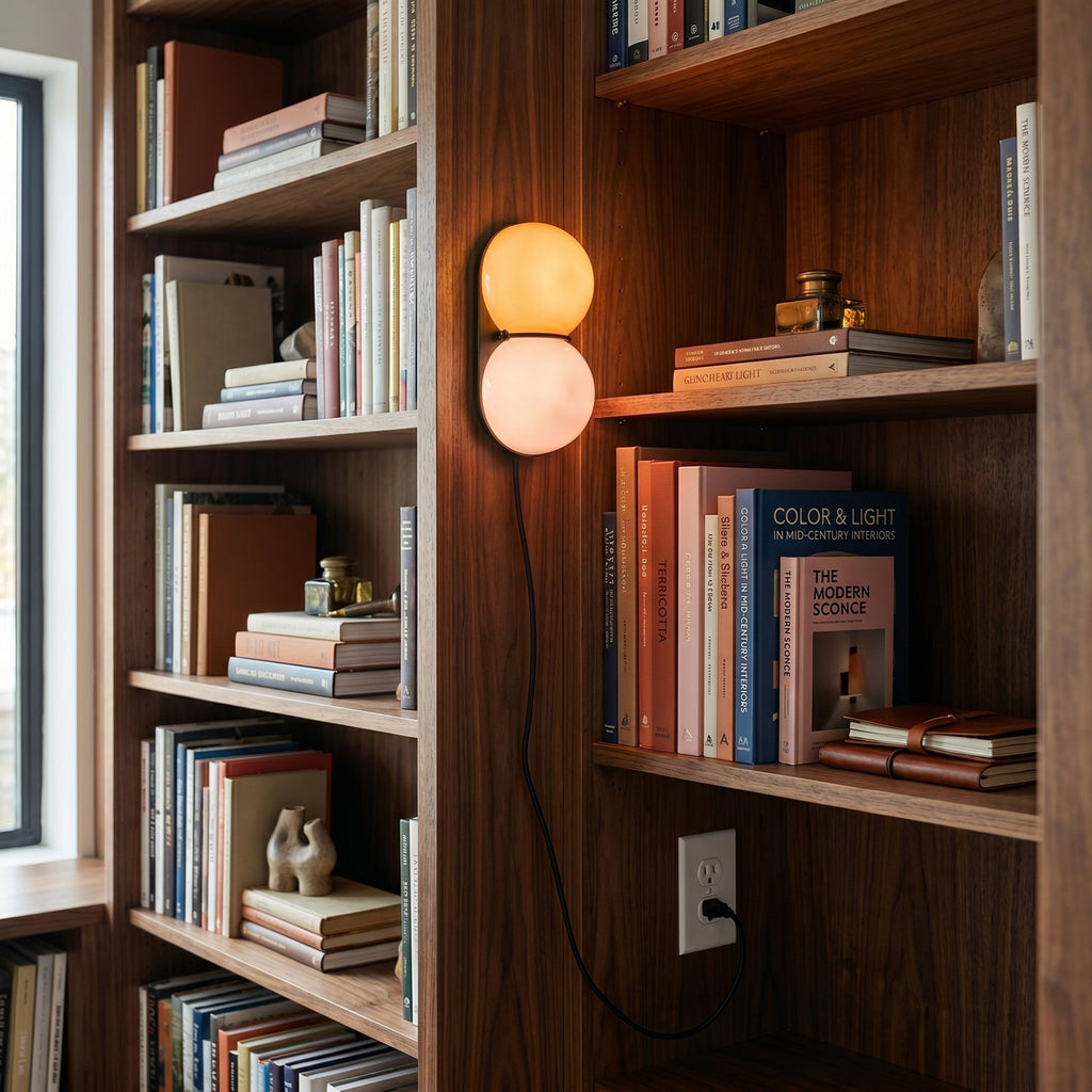 Twin Glass Sphere Plug-In Wall Sconce