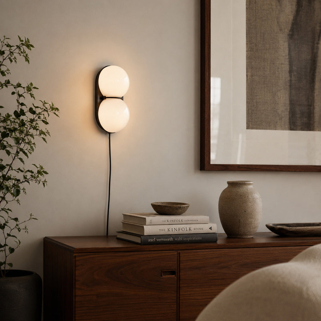 Twin Glass Sphere Plug-In Wall Sconce