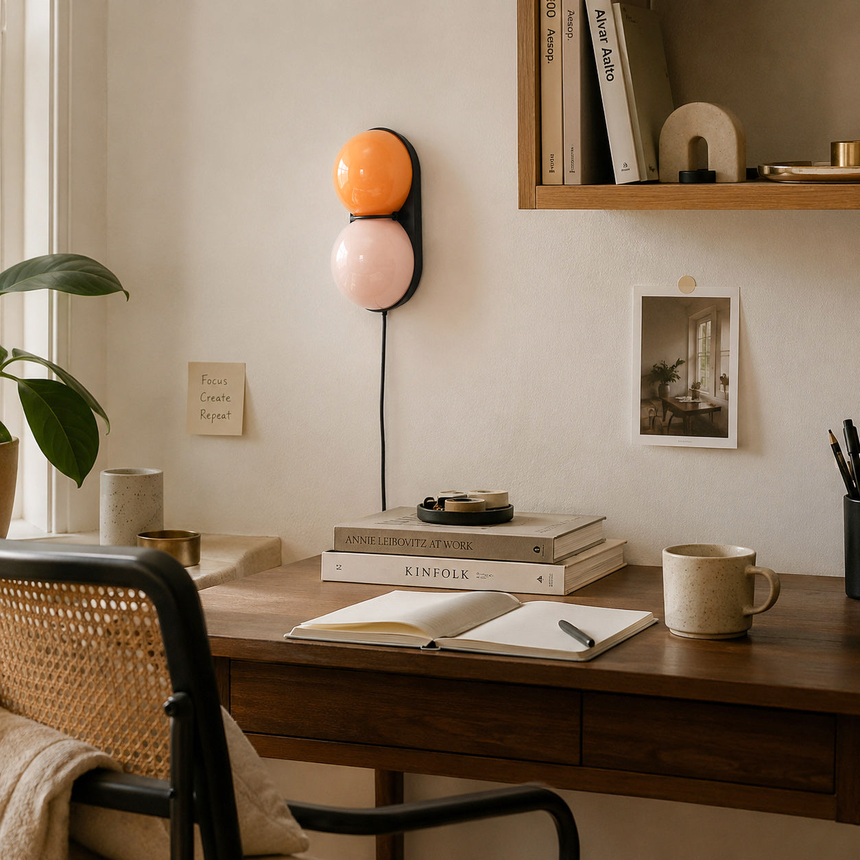 Twin Glass Sphere Plug-In Wall Sconce