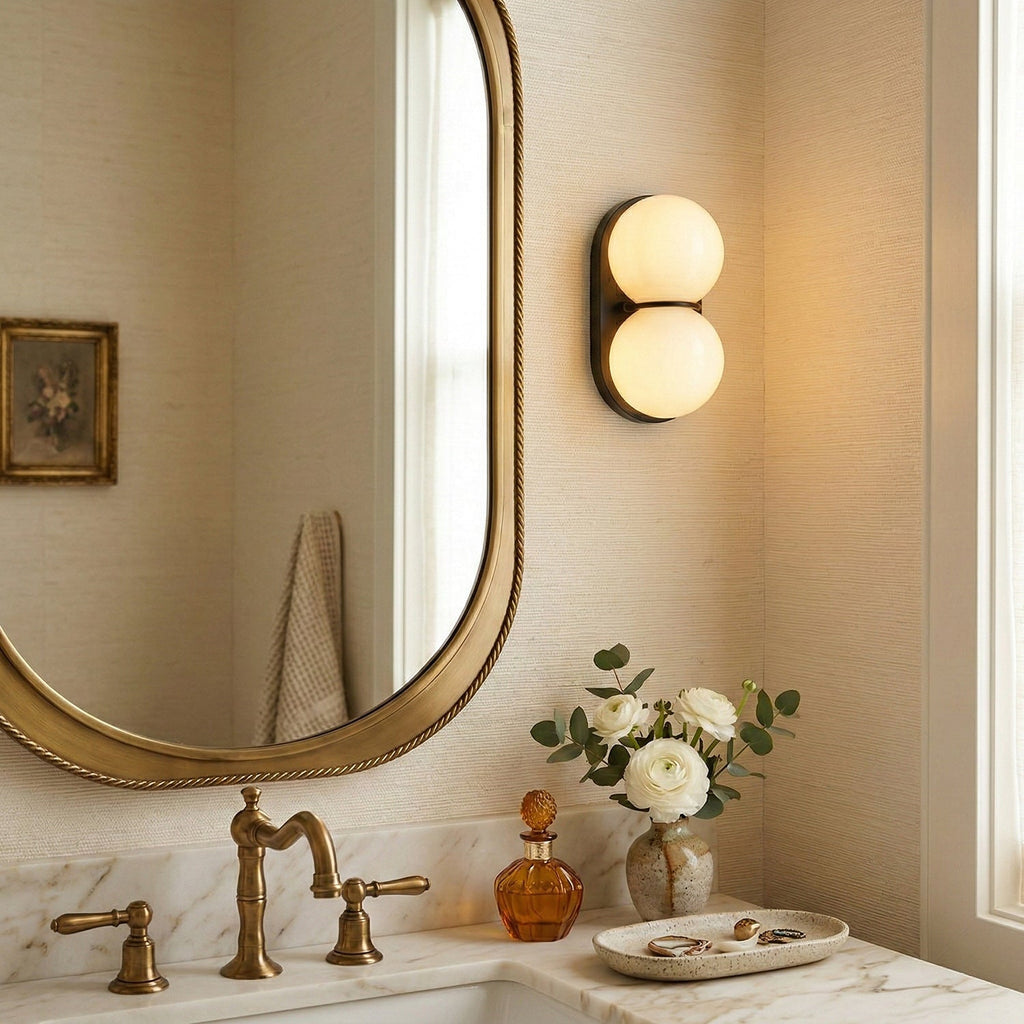 Stacked Glass Sphere Twin Wall Sconce