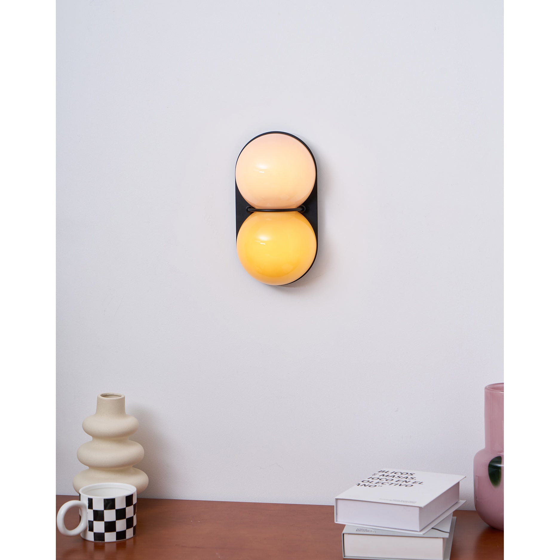 Stacked Glass Sphere Twin Wall Sconce