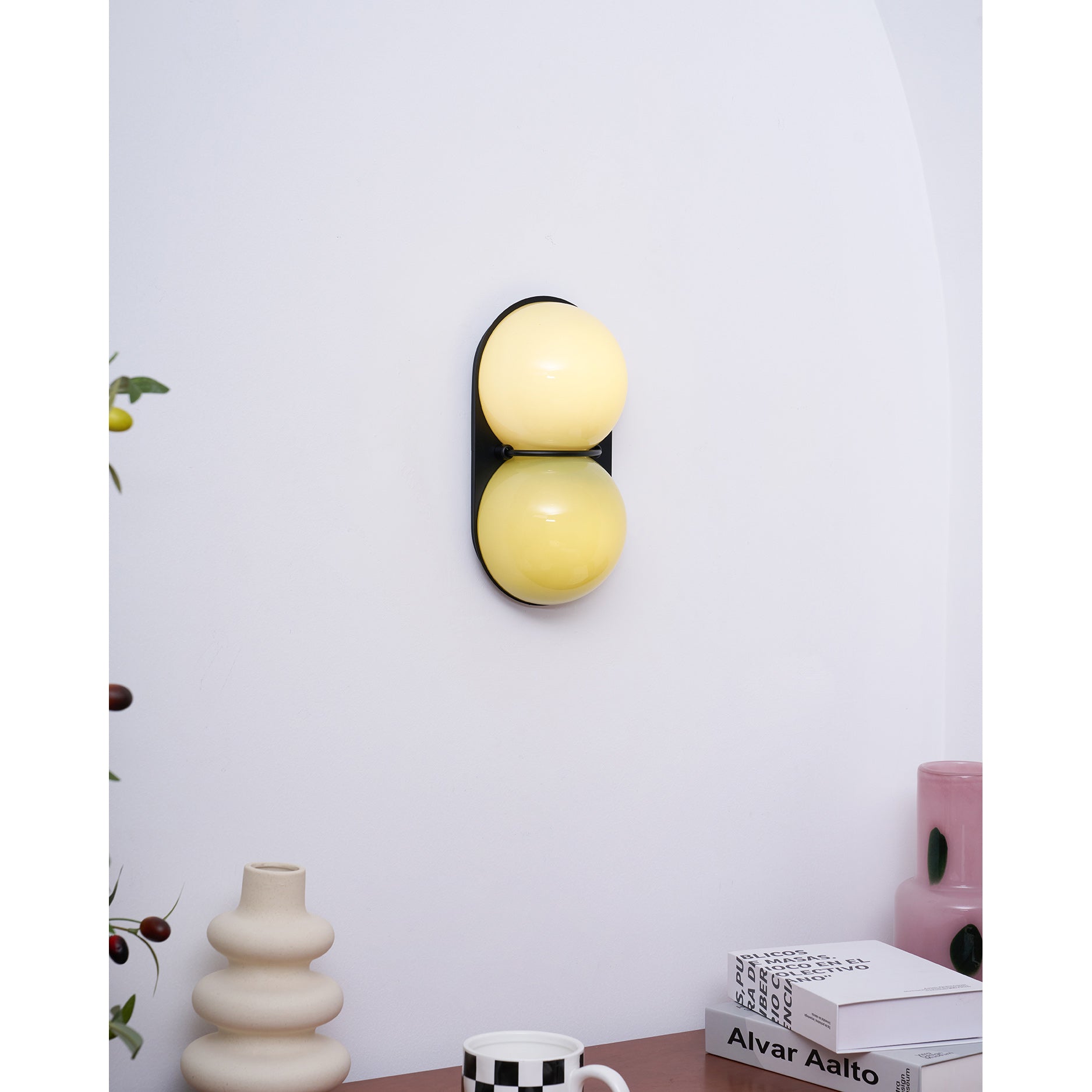 Stacked Glass Sphere Twin Wall Sconce