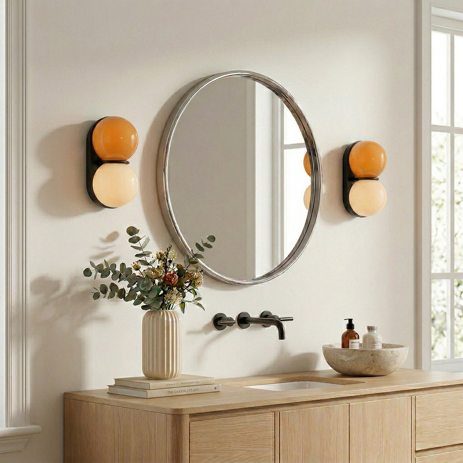 Stacked Glass Sphere Twin Wall Sconce