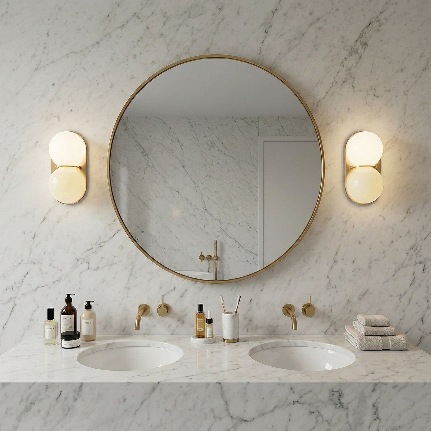 Stacked Glass Sphere Twin Wall Sconce