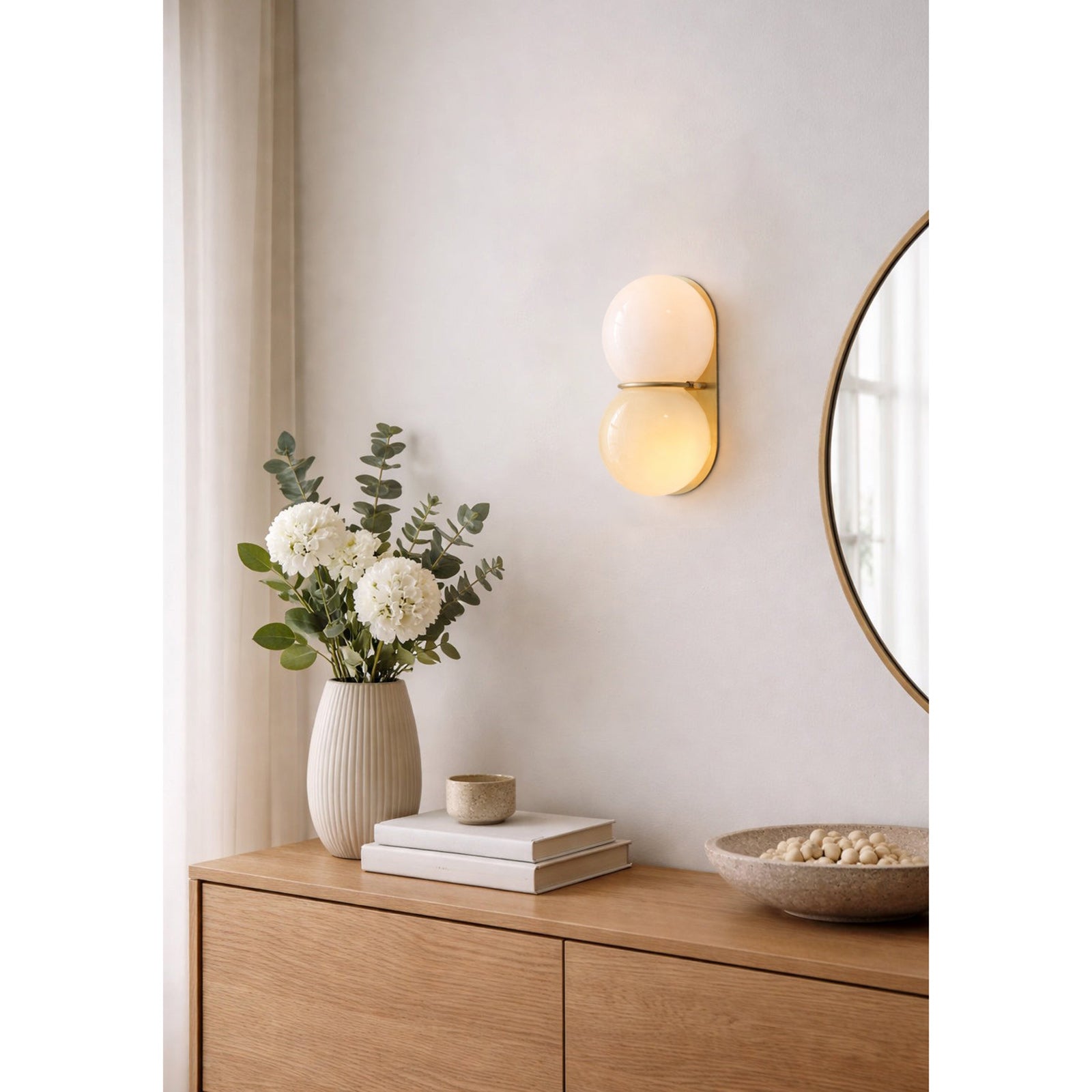 Stacked Glass Sphere Twin Wall Sconce