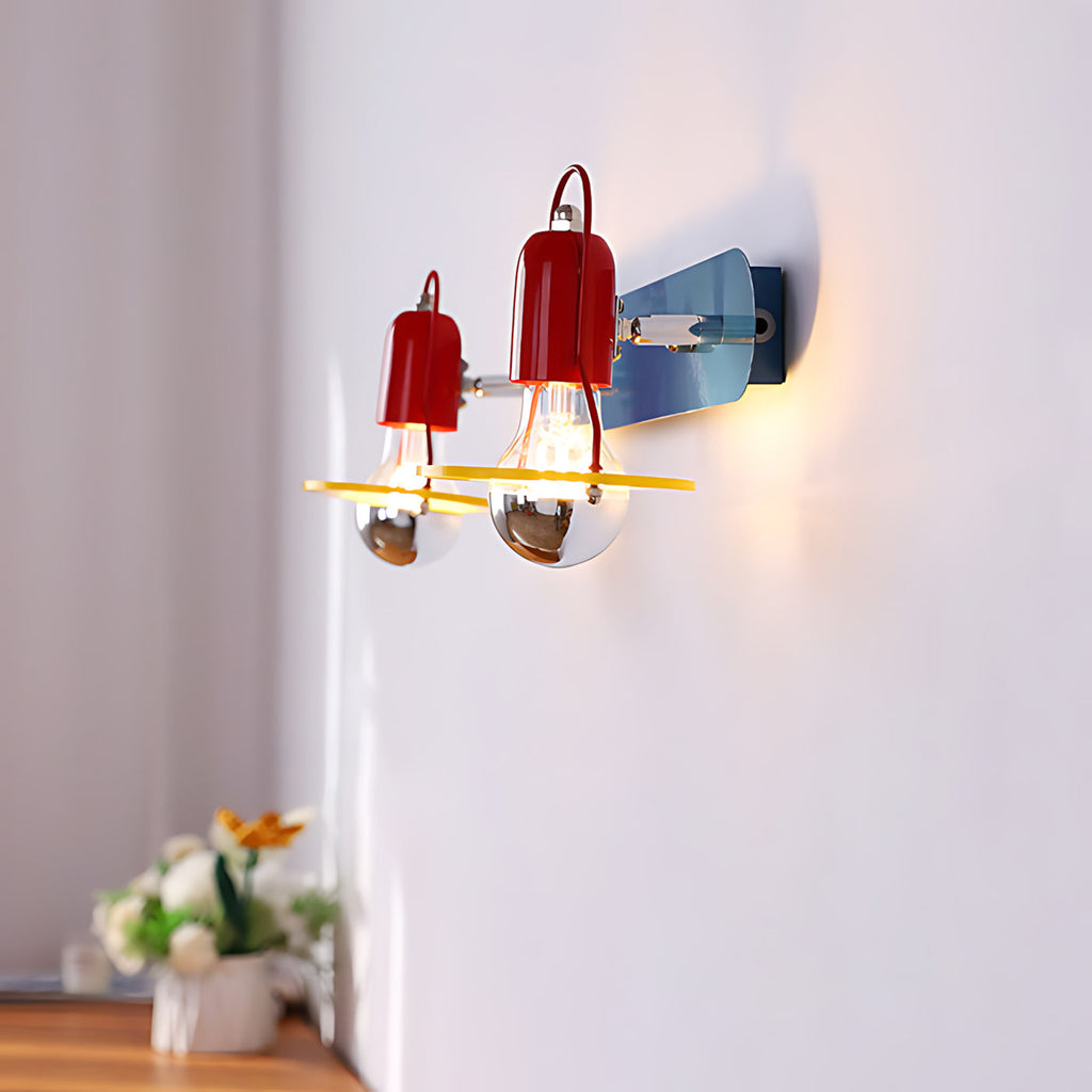 Dual-Head Colorblock Elongated Plate Wall Light