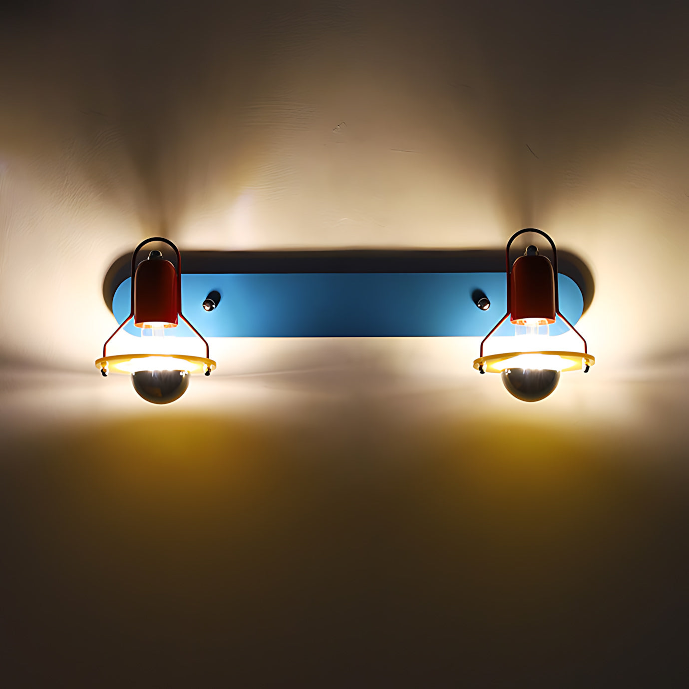 Dual-Head Colorblock Elongated Plate Wall Light
