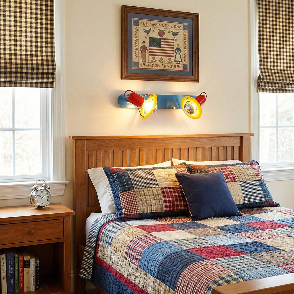 Dual-Head Colorblock Elongated Plate Wall Light