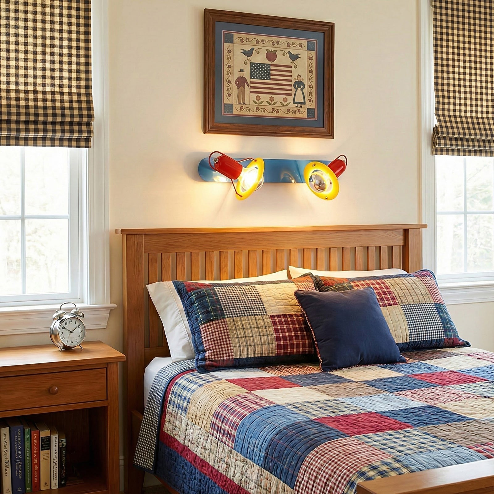 Dual-Head Colorblock Elongated Plate Wall Light