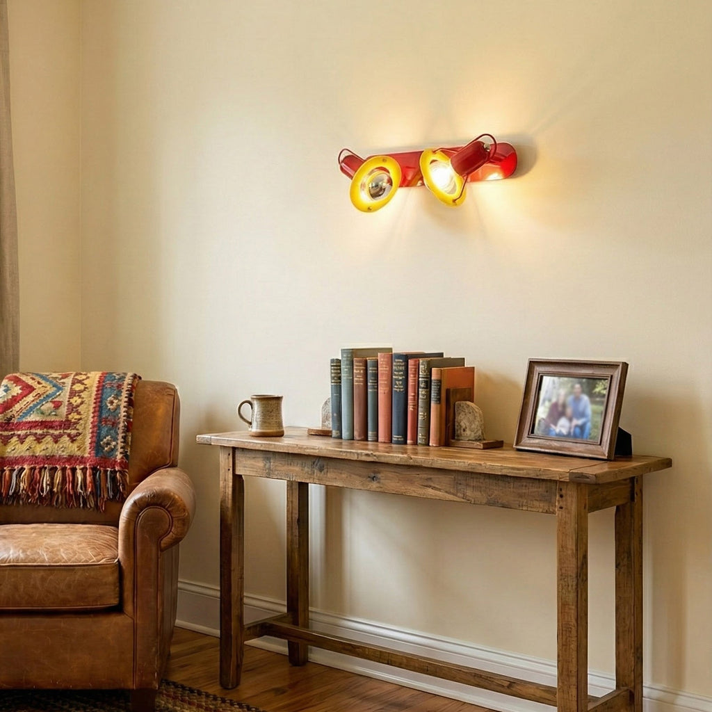 Dual-Head Colorblock Elongated Plate Wall Light