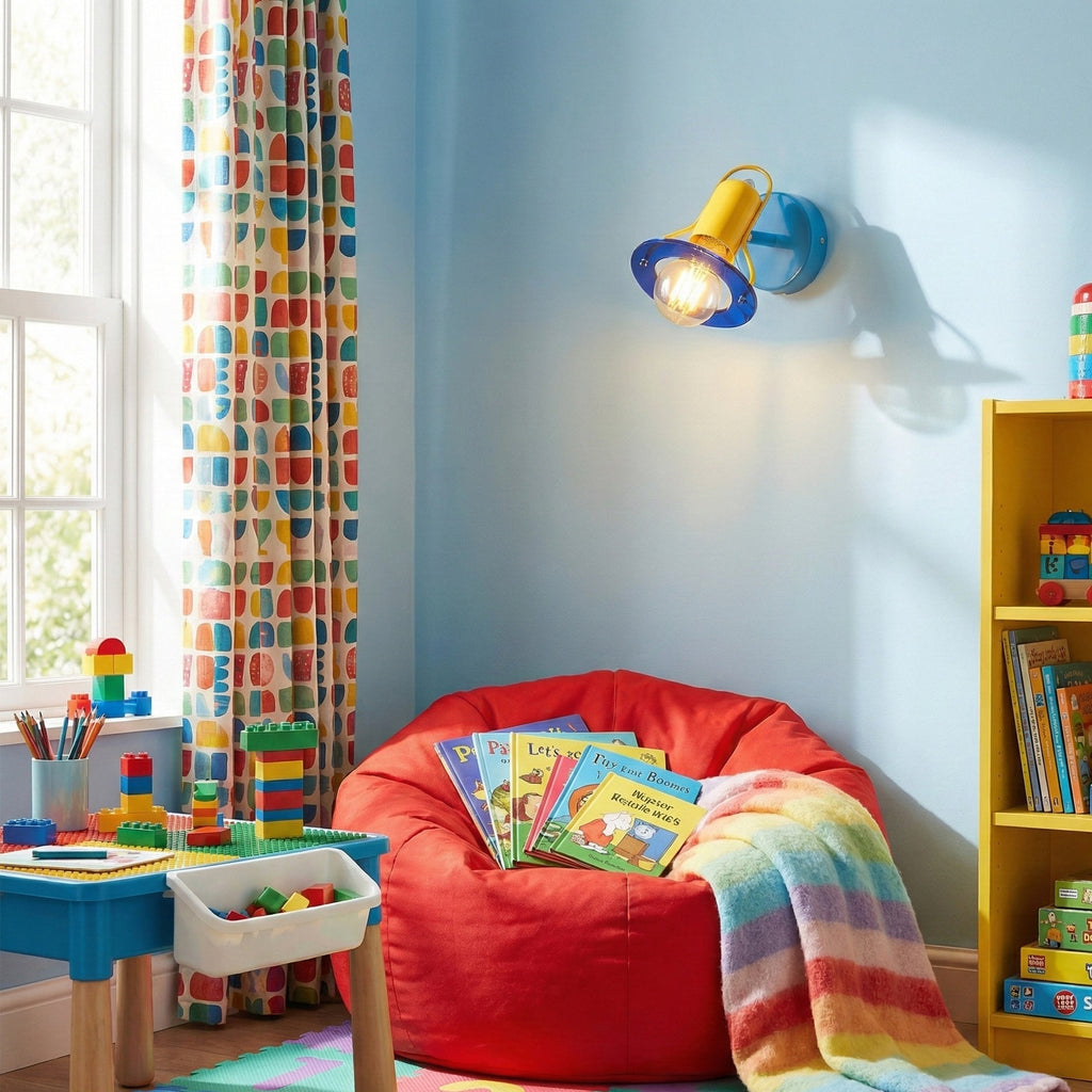 Playful Colorblock Adjustable Kids Wall Light