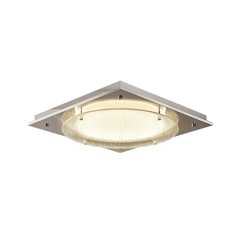 Square Canopy Ribbed Disk LED Semi-Flush Ceiling Light