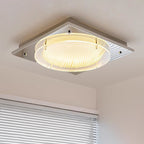 Square Canopy Ribbed Disk LED Semi-Flush Ceiling Light