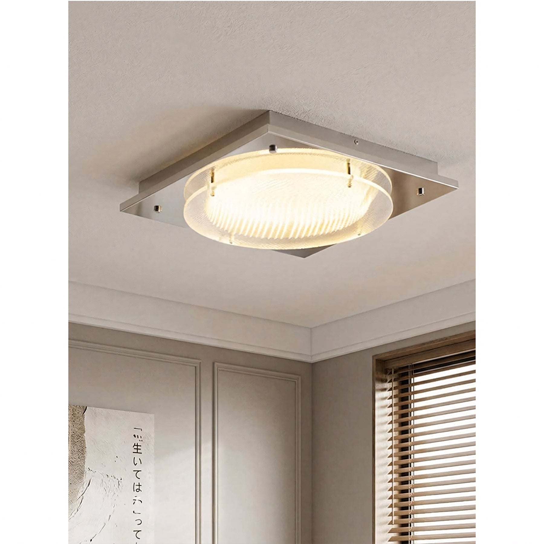 Square Canopy Ribbed Disk LED Semi-Flush Ceiling Light
