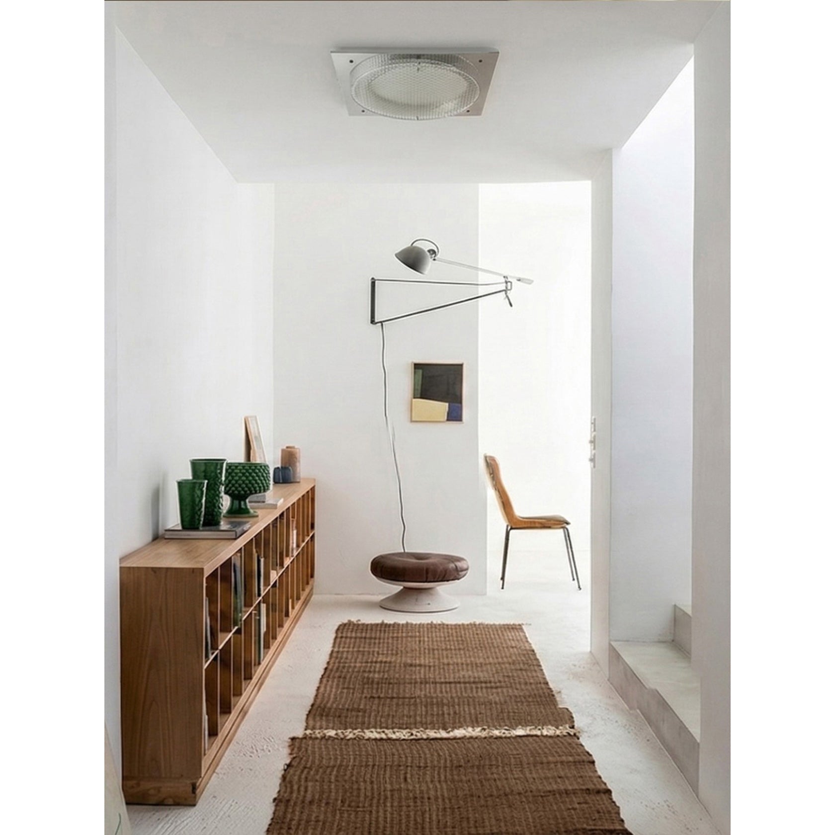 Square Canopy Ribbed Disk LED Semi-Flush Ceiling Light