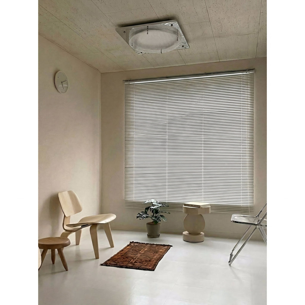 Square Canopy Ribbed Disk LED Semi-Flush Ceiling Light