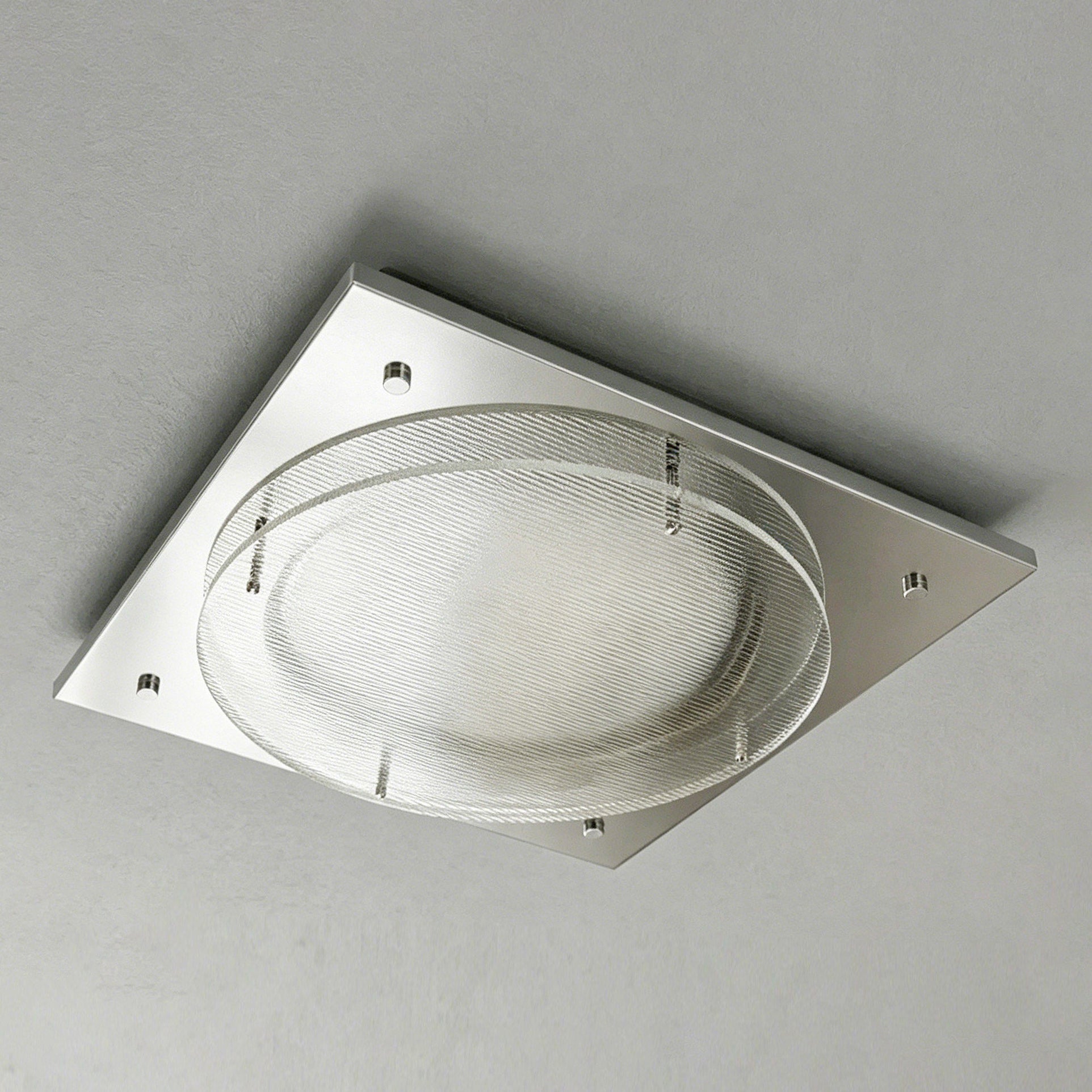 Square Canopy Ribbed Disk LED Semi-Flush Ceiling Light