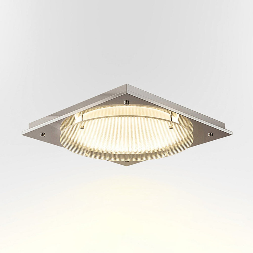 Square Canopy Ribbed Disk LED Semi-Flush Ceiling Light