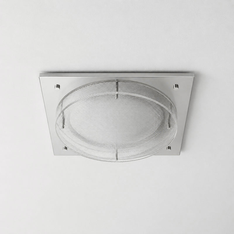 Square Canopy Ribbed Disk LED Semi-Flush Ceiling Light
