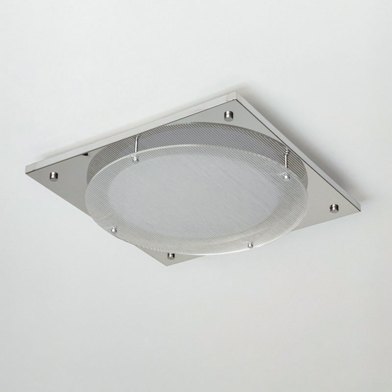 Square Canopy Ribbed Disk LED Semi-Flush Ceiling Light