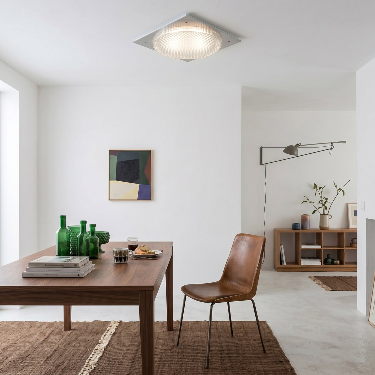 Square Canopy Ribbed Disk LED Semi-Flush Ceiling Light