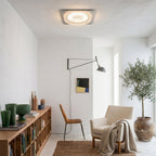 Square Canopy Ribbed Disk LED Semi-Flush Ceiling Light