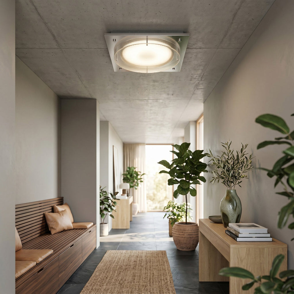 Square Canopy Ribbed Disk LED Semi-Flush Ceiling Light