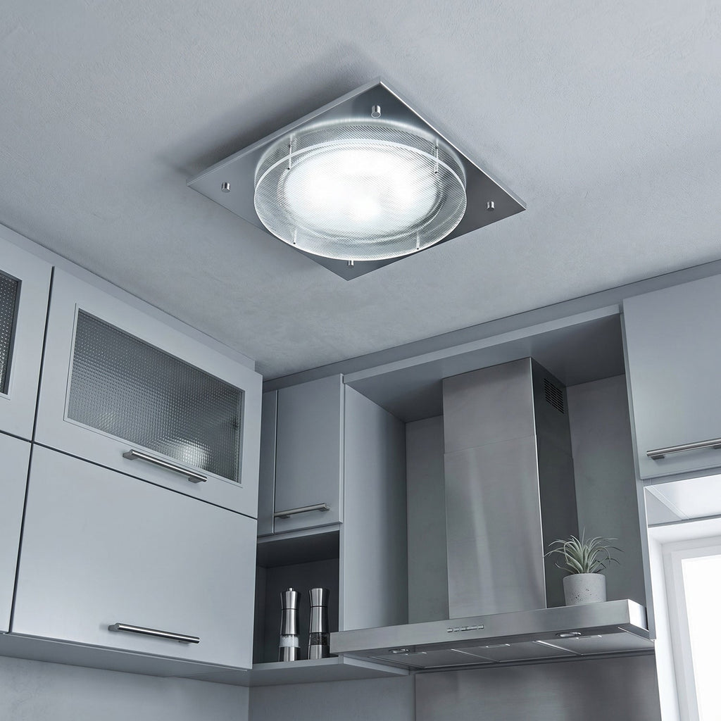 Square Canopy Ribbed Disk LED Semi-Flush Ceiling Light