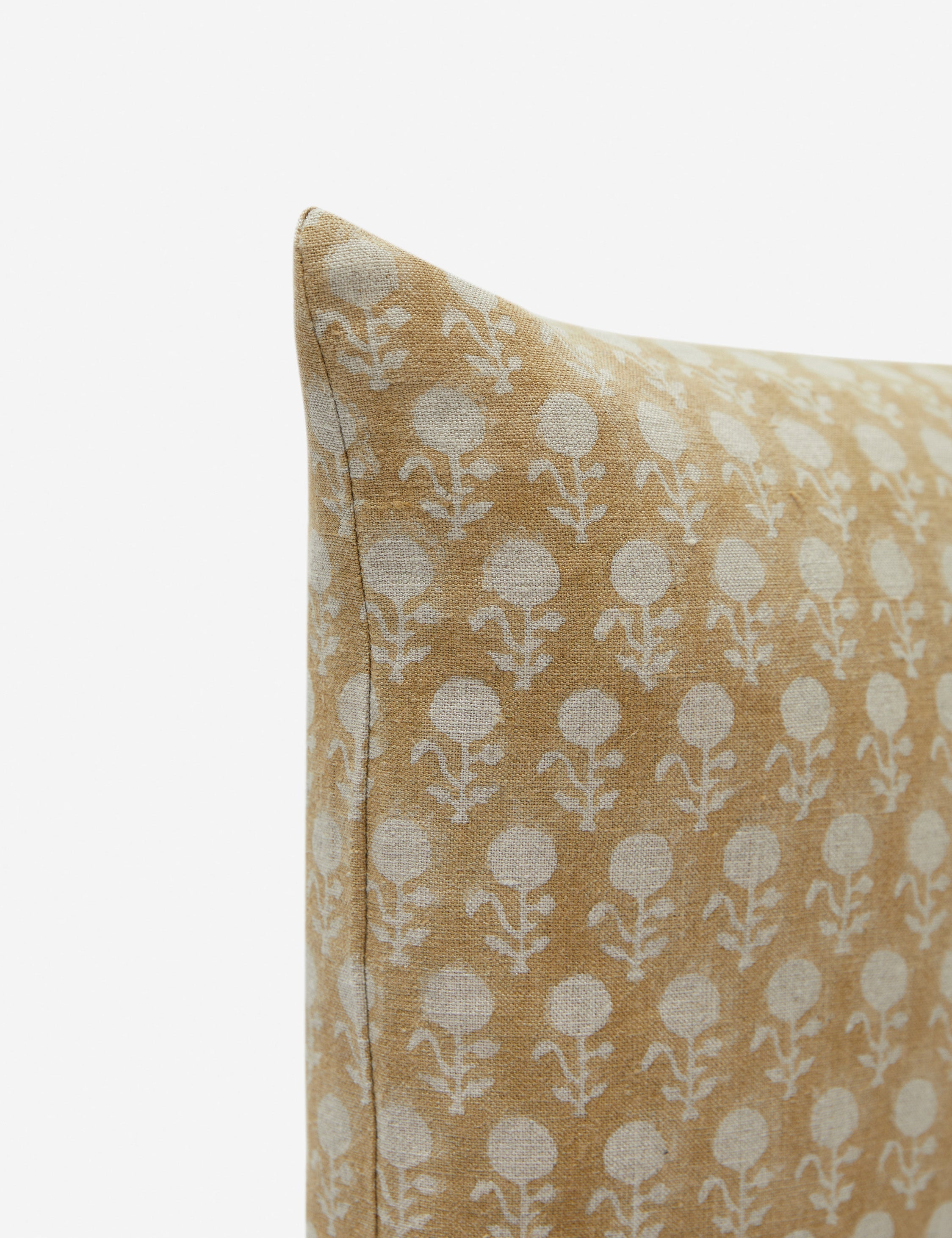 Mira Linen Pillow | Handmade Block Print, Floral Design