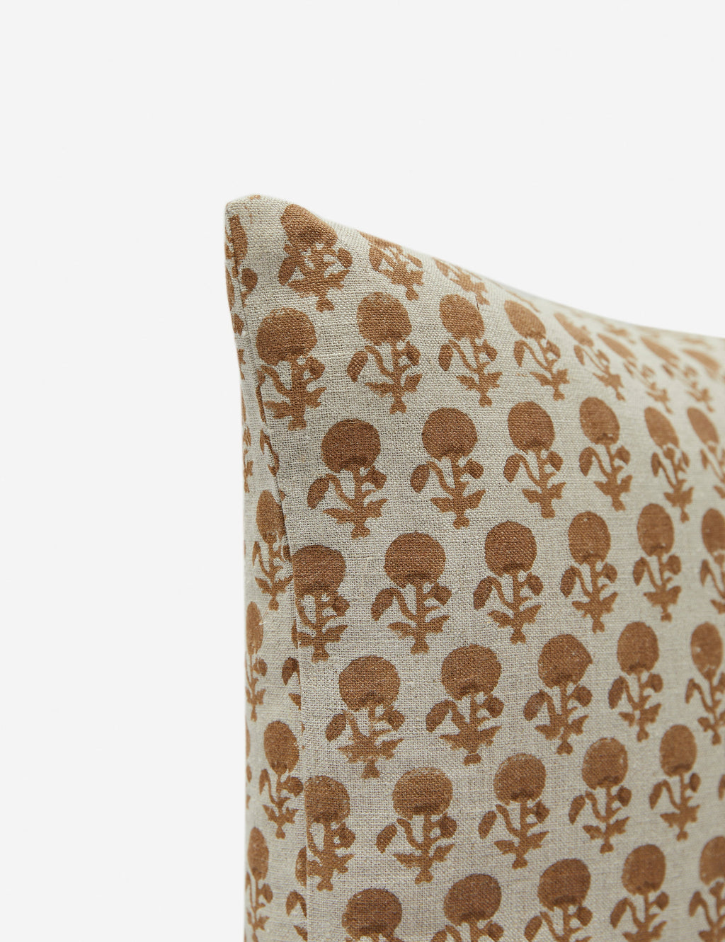 Mira Linen Pillow | Handmade Block Print, Floral Design