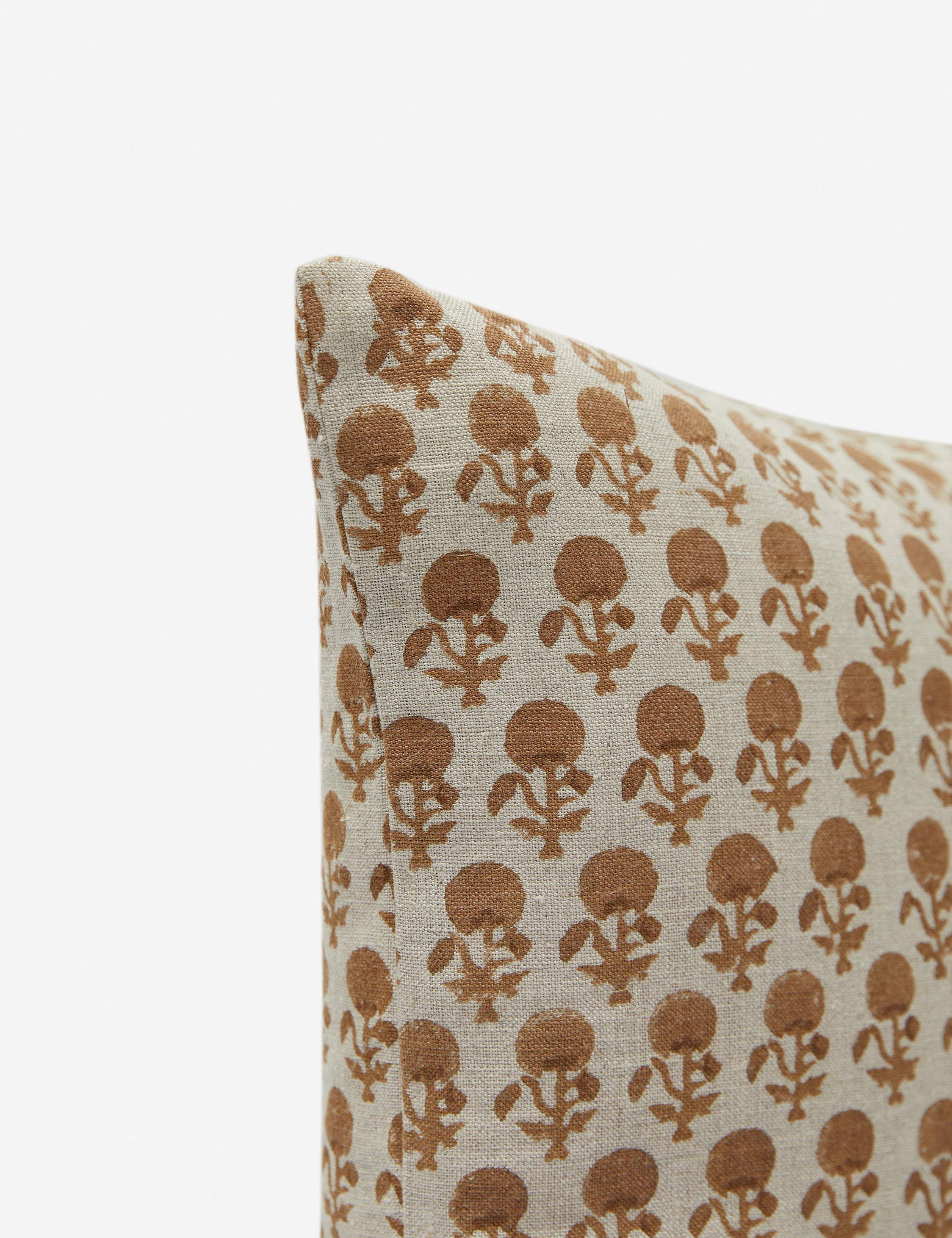 Mira Linen Pillow | Handmade Block Print, Floral Design