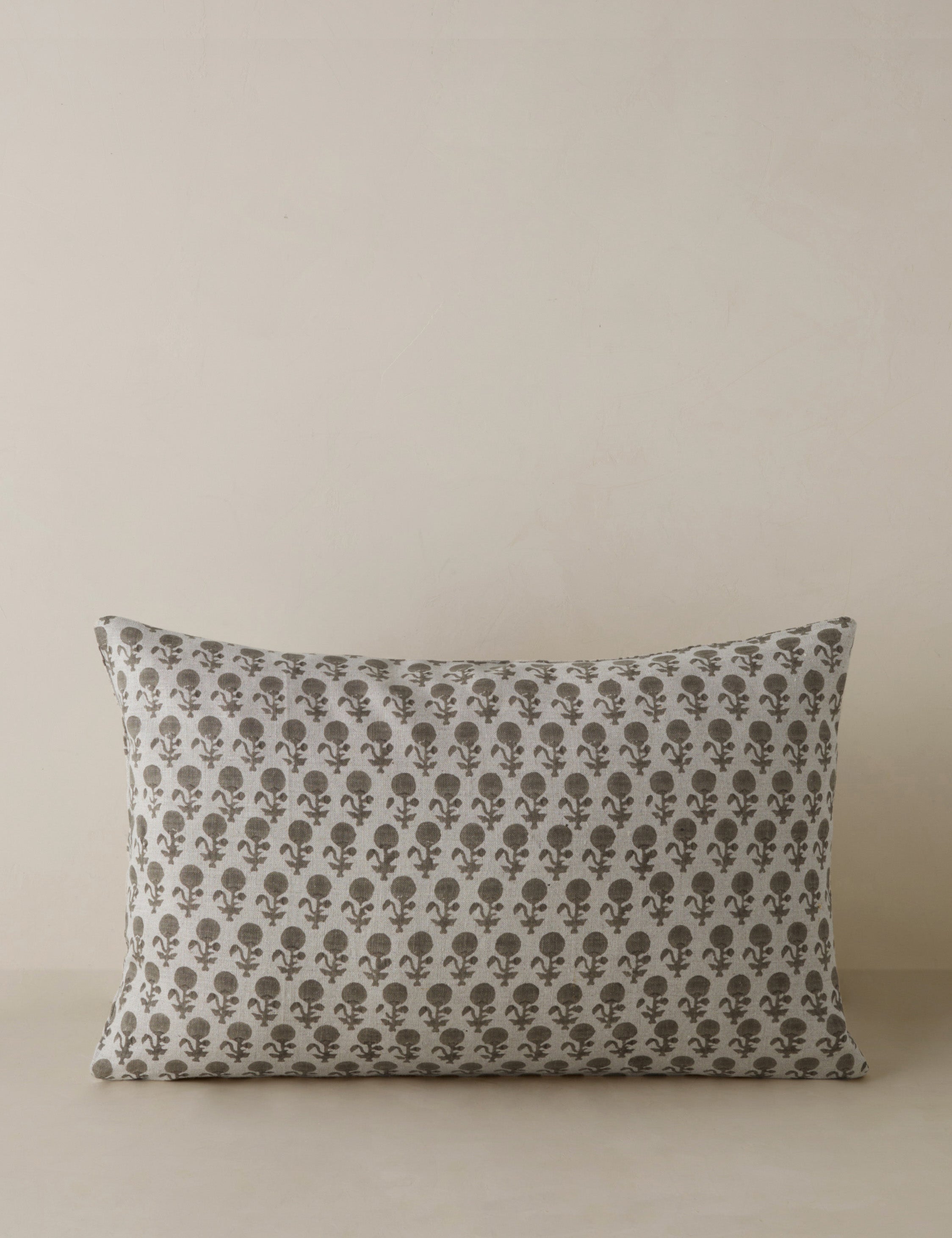 Mira Linen Pillow | Handmade Block Print, Floral Design