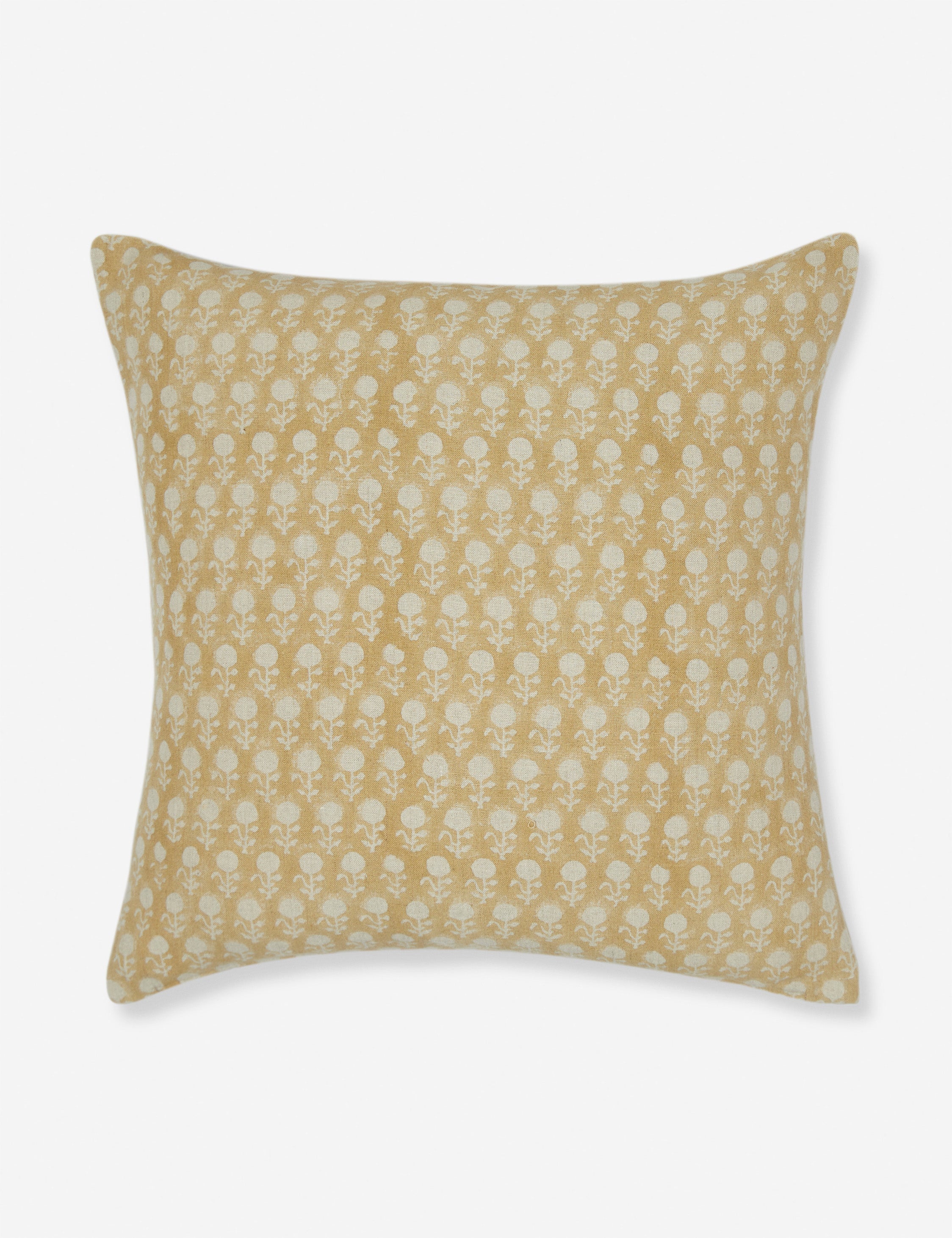 Mira Linen Pillow | Handmade Block Print, Floral Design