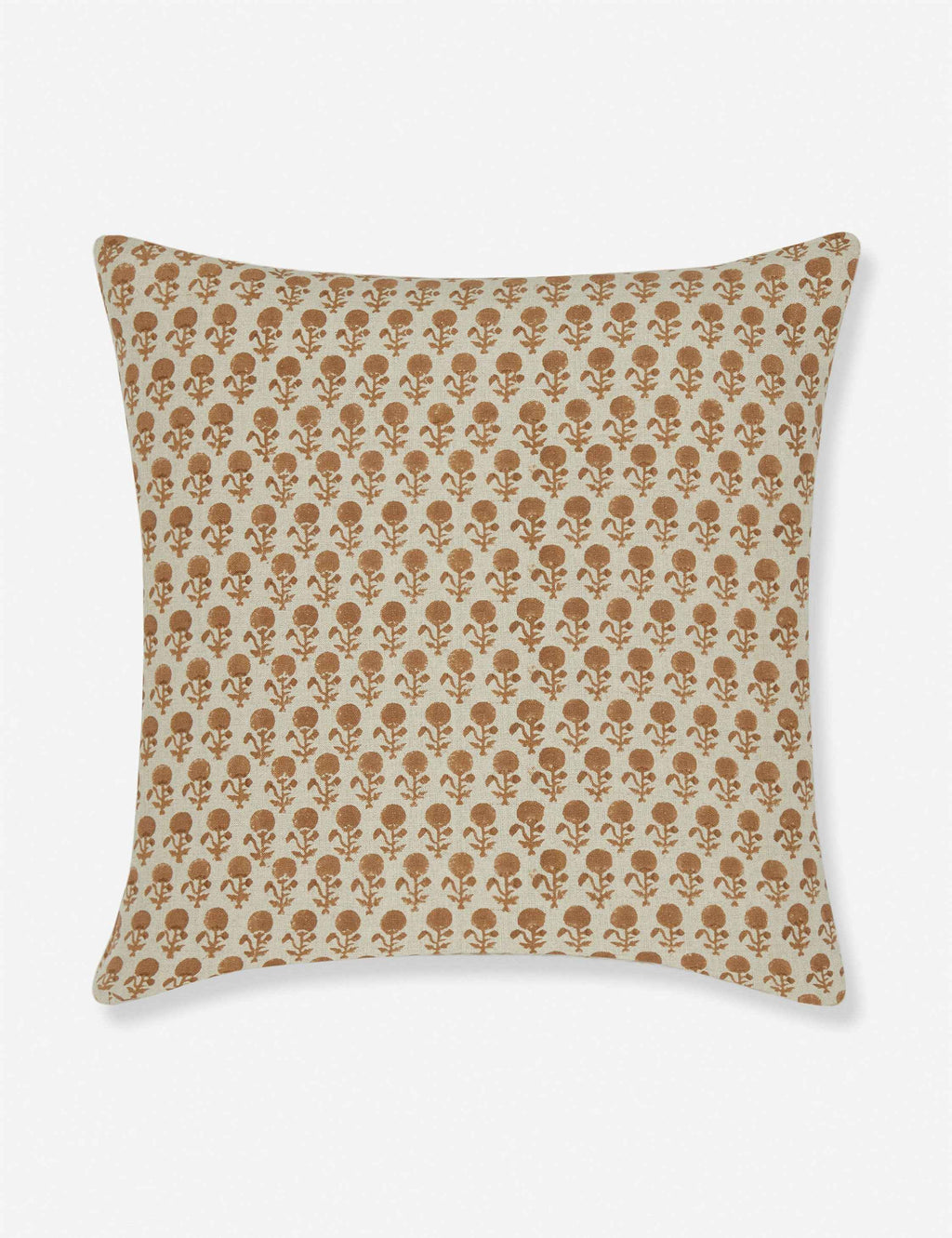 Mira Linen Pillow | Handmade Block Print, Floral Design