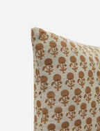 Mira Linen Pillow | Handmade Block Print, Floral Design