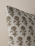 Mira Linen Pillow | Handmade Block Print, Floral Design
