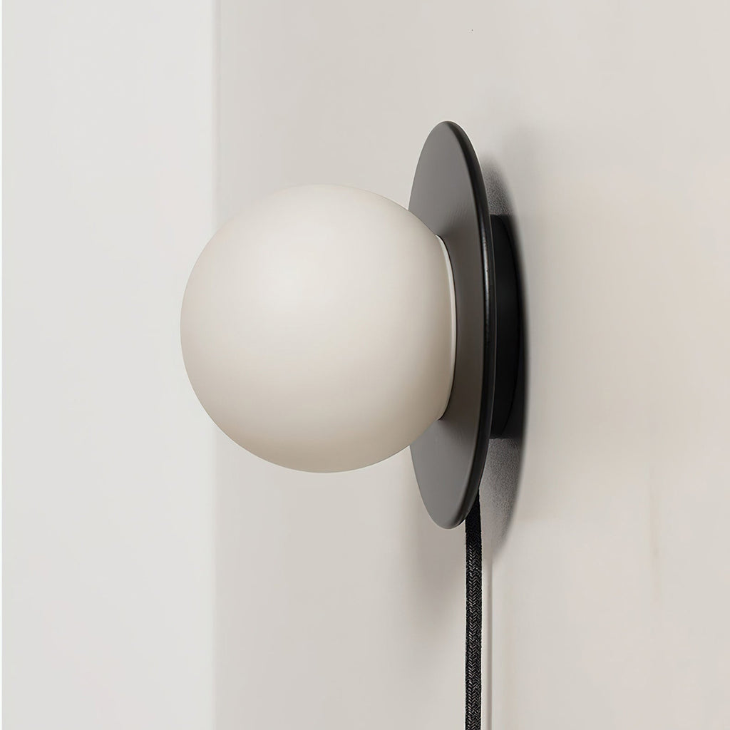 Glass Globe Plug-In Bedside Wall Sconce