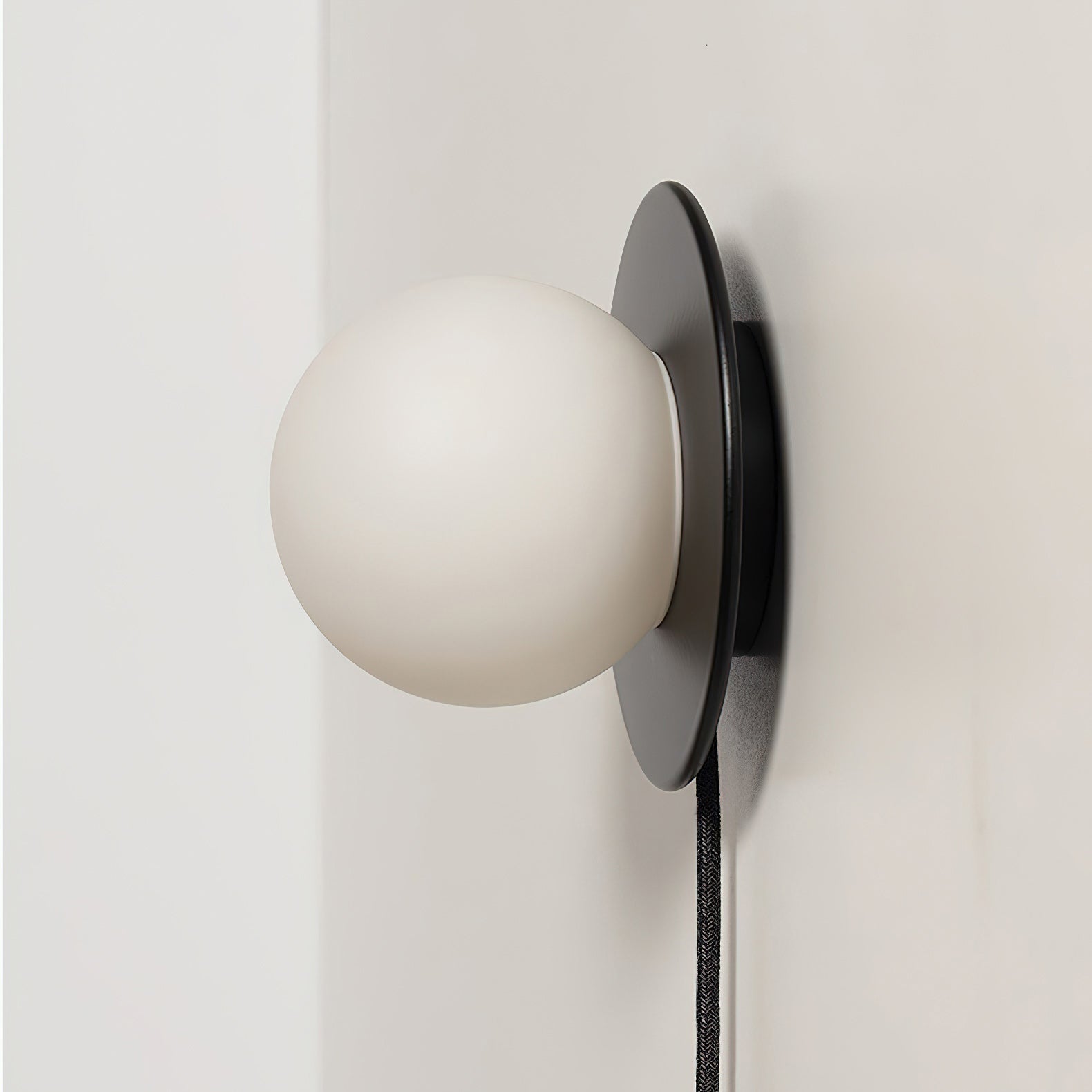 Glass Globe Plug-In Bedside Wall Sconce