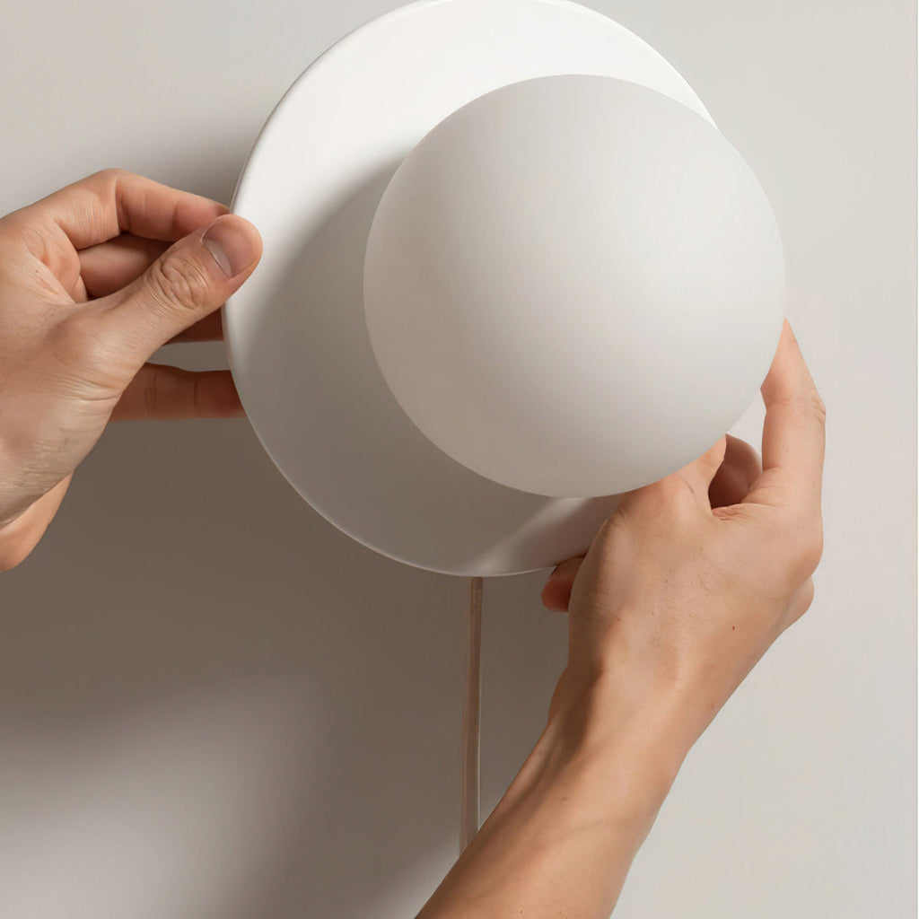Glass Globe Plug-In Bedside Wall Sconce