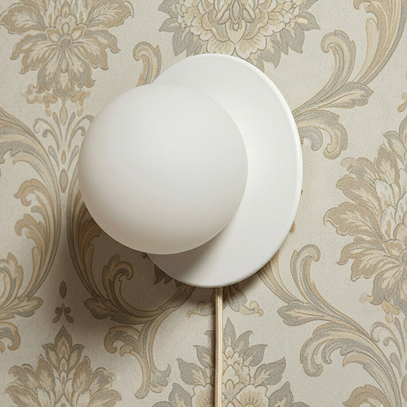 Glass Globe Plug-In Bedside Wall Sconce