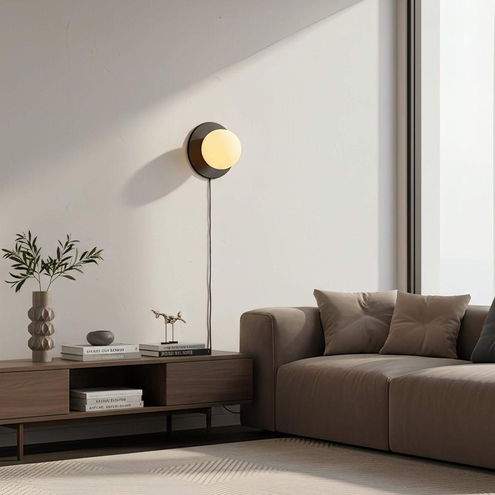 Glass Globe Plug-In Bedside Wall Sconce